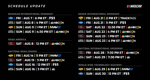 NASCAR Reveals Rest of Revamped 2020 Regular-Season Schedule